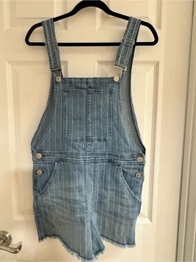 Rock & Roll Denim Light Blue Pinstripe Denim Short Overalls